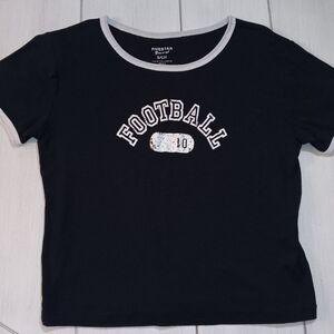Five Star Women's Black and White Football Tee
